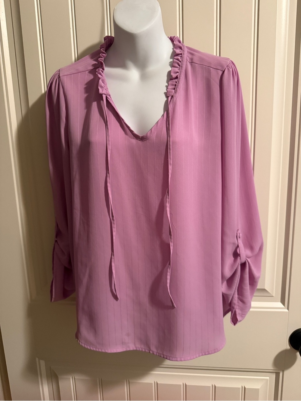 Elle Lavender Pink Ruffle Neck Blouse